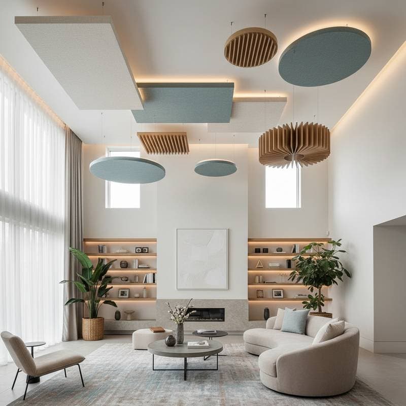 Featured image for Acoustic Ceiling Clouds Transform Echoing Rooms Into Calm Sanctuaries
