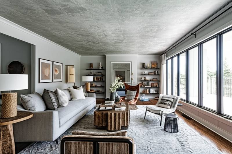 Featured image for Textured Ceilings Add Depth to Living Rooms
